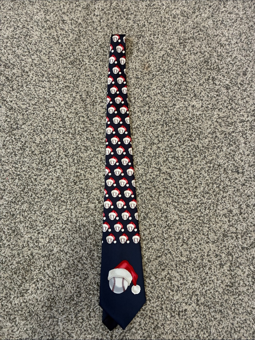Navy Blue Baseball Santa Novelty Men's Tie